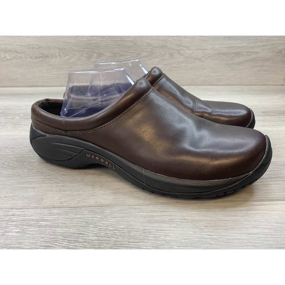 Merrell Encore Moc Men's 10.5 Smooth Bug Brown Leather Slip On Clogs Shoes